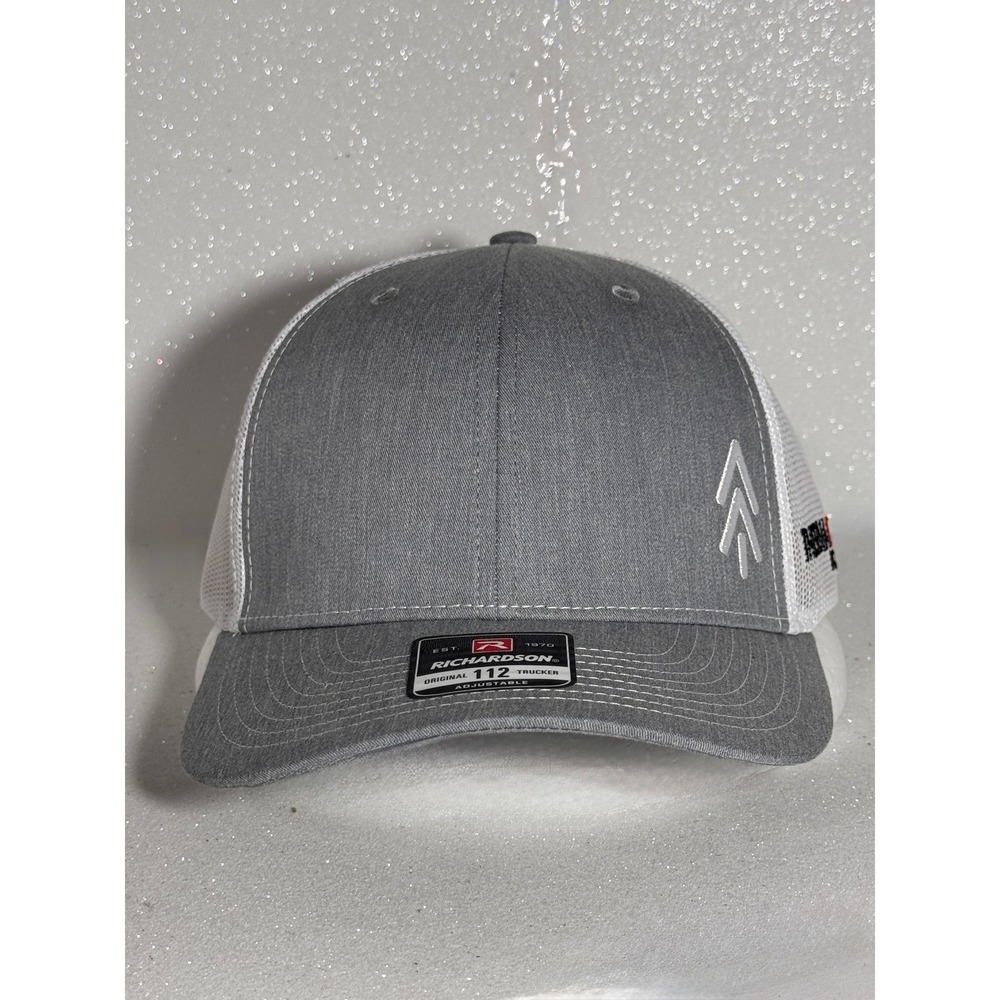 Richardson 112 Trucker Hat Grey White Snapback Therma-Tru Doors Arrow Logo Cap